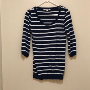 Blue and white stripes half sleeve shirt